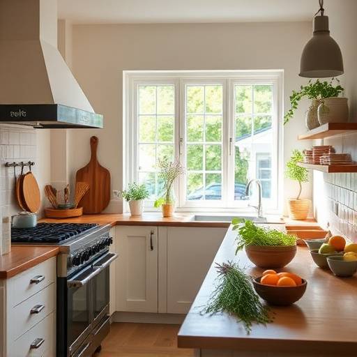 A serene kitchen setting with natural light, representing the immersive experience of mindful cooking.
