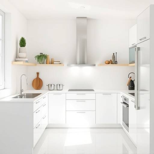 A well-organized kitchen with clean lines and efficient storage solutions, showcasing a minimalist layout