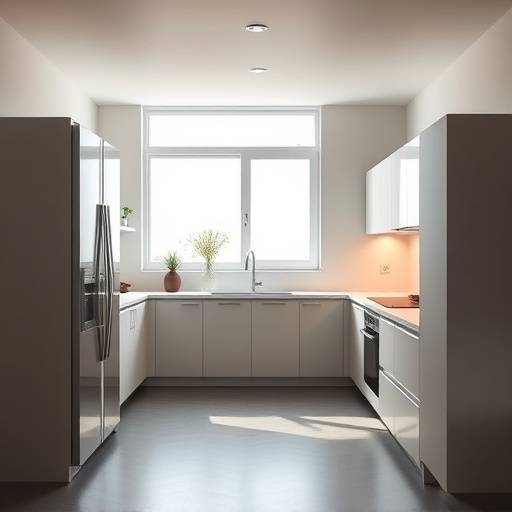 Minimalist kitchen with soft natural lighting